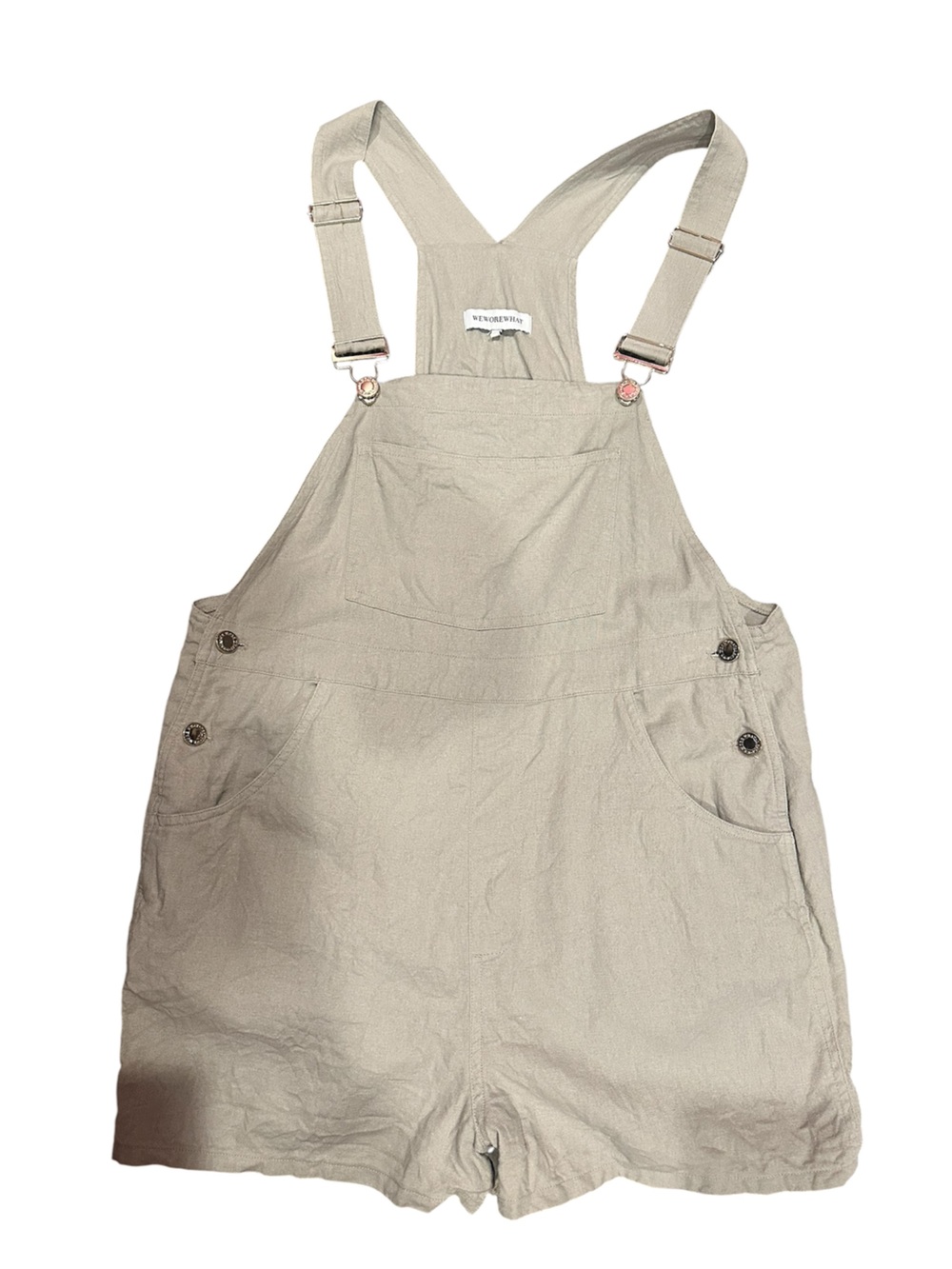 WeWoreWhat Light Beige Short Linen Overalls - Women Size Medium EUC - Picture 5 of 9